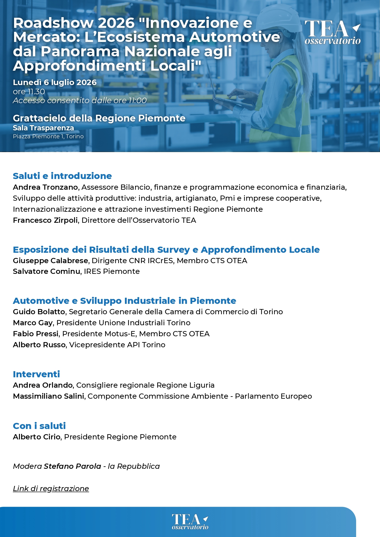 Roadshow 2026 "Innovazione e Mercato: L’Ecosistema Automotive dal Panorama Nazionale agli Approfondimenti Locali" Tappa di Torino